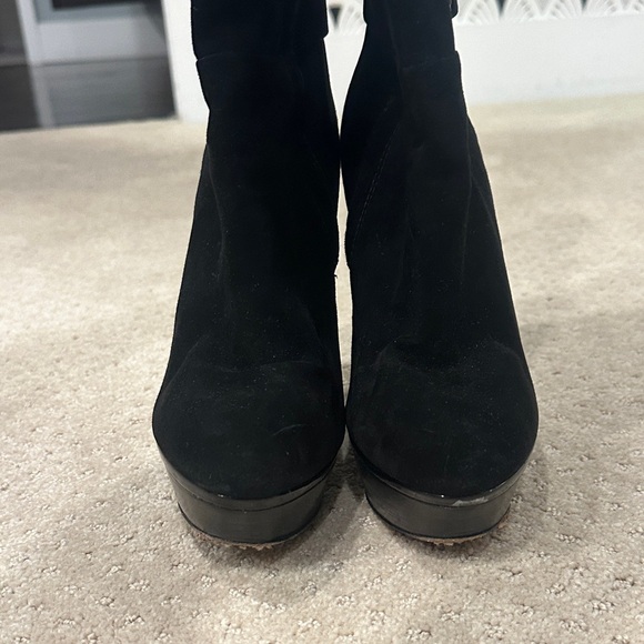 Brian Atwood Black Over the Knee Wedge Boots - Picture 5 of 10